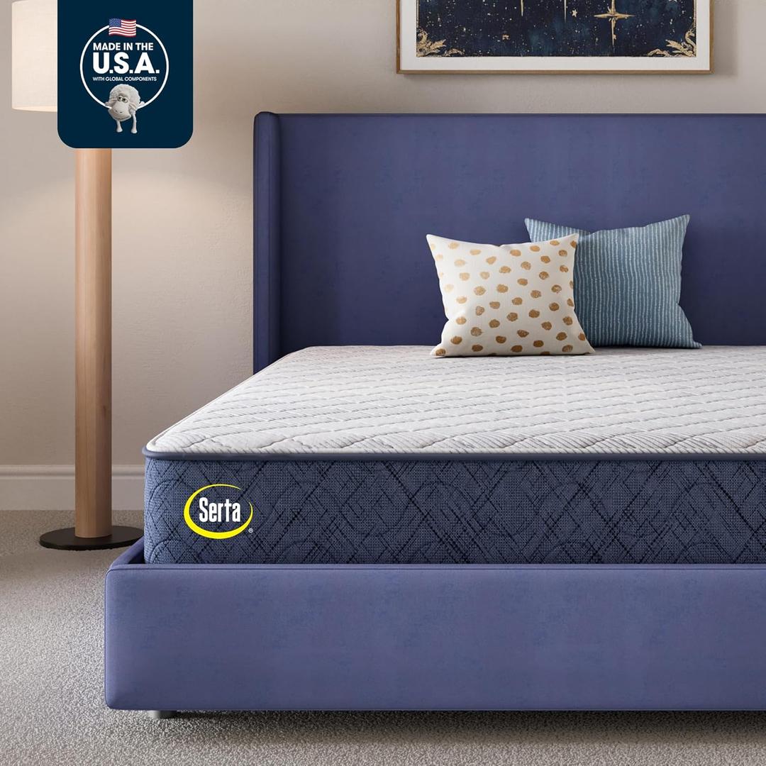Serta Five Star Mattress Tranquility 12-Inch Firm Full Zoned Support, Pressure Relief, Cooling Bed-in-a-Box Ideal for Back & Stomach Sleepers 100 Night Trial