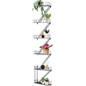 Zonon Black 6 Tier Fire Escape Wall Shelf Hanging Metal Ladder Shelves Wall Decor Decorative Bookshelf Organizer Floating Trinket Shelves Action Figure Shelf for Home Bedroom Storage Display