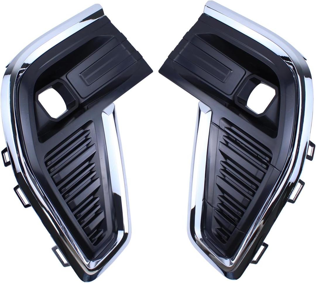 MOTOKU Front Driver and Passenger Side Fog Light Cover Bezel with Chrome Molding for GMC Acadia Denali 2020-2023