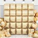 Champagne Gold Square Foil Balloon Wall,25Pcs Double Sided Foil Balloons Backdrop Helium Polyester Tunnel Arch Garland Kit for Birthday Bridal Anniversary Baby Shower Party Decorations