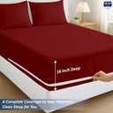 Full 1 PC Zipper Fitted Sheet, Brushed Premium Quality Microfiber, Soft Shrinkage and Fade Resistant Bottom Sheet fits Upto 16 Inch Deep Pocket, Zipper Mattress Cover, Burgundy