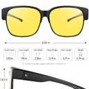 BIRCEN Polarized Fit Over Sunglasses: Wear Over Glasses Sunglasses Wrap Around Fitover Shades for Men Women UV Protection (J-black Frame Night Vision Lens)