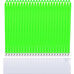 24 Pack Bright Neon Green Lanyard with Anti-Lost ID Holders for Cruise (Neon Green 24, Large)