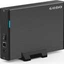 GODO USB 3.0 to 3.5 Inch Hard Drive Enclosure, Vertical External Hard Drive Docking with Stand for 3.5 inch SATA HDD SSD, Aluminum Alloy Drive Case Support Up to 18TB with UASP,Power Adapter