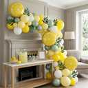 Lemon Baby Shower Decorations Lemonade party main squeeze bridal shower decorations Summer Fruit Party Supplies White Pastel Yellow Balloon Garland Kit