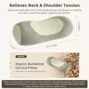 Organic Buckwheat Cervical Neck Pillow, Adjustable Neck Roll for Sleeping, Ergonomic Neck Support Bolster for Side & Back Sleepers, Firm Support Pillow for Neck Pain Relief & Spine Alignment