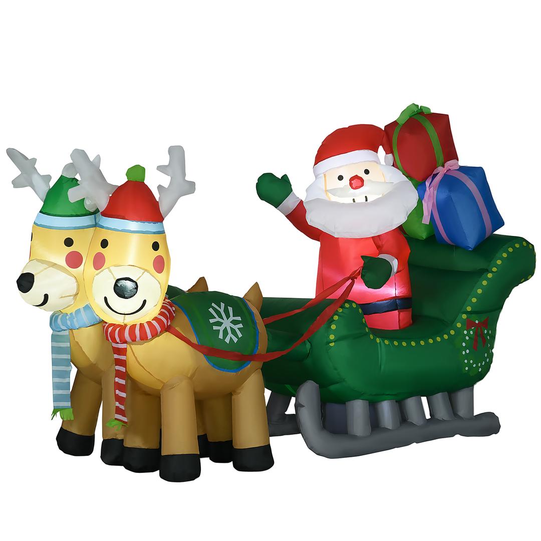 7ft Christmas Inflatables Decorations Santa Claus on the Sleigh, Blow-Up Outdoor LED Yard Display, Waterproof