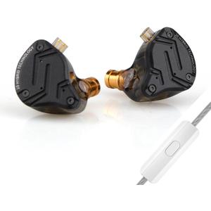 Linsoul KZ ZS10 PRO X Upgraded 1DD+4BA Hybrid Driver HiFi in Ear Earphones IEM with Alloy Faceplate, Detachable Silver-Plated Recessed 2Pin Cable for Audiophile Musician DJ Stage(with Mic)