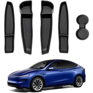 5PCS for Tesla Model Y Juniper(2025 2026) Door Side Storage Box Cup Holder [Waterproof & Stay Clean] Front & Rear Door Pocket Liners for Tesla Model Y Juniper Accessories 2025 2026