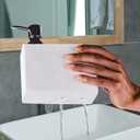 White Travertine Soap Dispenser with Sponge & Brush Holder  Hand & Dish Resin Soap Pump Bottle for Kitchen & Bathroom, 2-in-1 Countertop Organizer, with 2 Natural Sponges (Luxury Home Decor)