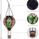 DREAMSOUL Hummingbird Hot Air Balloon Solar Lantern, Metal & Glass Flickering Flame Light Solar Lantern, Hanging Waterproof Solar Lanterns Outdoor for Garden Patio Tree Decoration