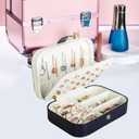 Hatori Travel Jewelry Box, PU Leather Small Jewelry Organizer for Women Girls, Portable Mini Travel Case Display Storage Holder Boxes for Stud Earrings, Rings, Necklaces, Bracelets (Blue)