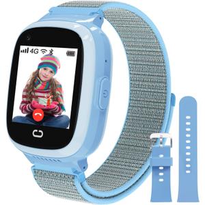 PTHTECHUS 4G Kids Smart Watch with SIM Card, Kids GPS Watch with Video Call Voice Chat WiFi/GPS/Call SOS Chat Bluetooth Camera Music Alarm Clock, Wrist Watch for 5-12 Girls Boys