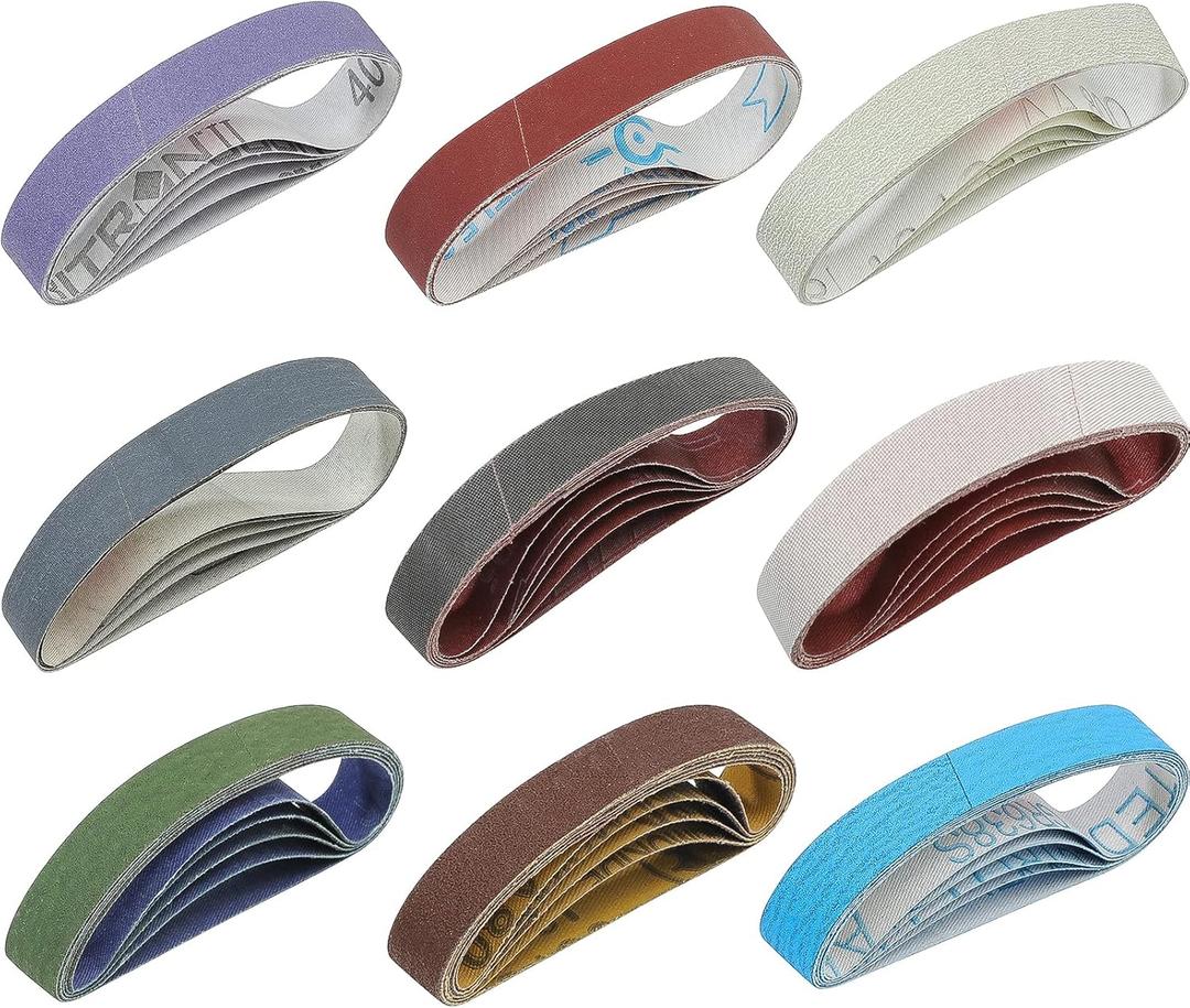 45 Pcs 3/4" x 12" Replacement Knife Sharpener Sanding Belt Kit for Work Sharp Knife & Tool Sharpener Ken Onion Edition (WSKTS-KO), 80/120/240/400/600/800/1000/2500/5000 Grits