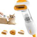 Cat Grooming Vacuum Kit with Brush, Low-Noise Pet Hair Shedding Trimming Grooming for Indoor Cats, 4 in 1 Pet Vacuuming Groomer for Long or Short Haired Kitten Accessories(White)