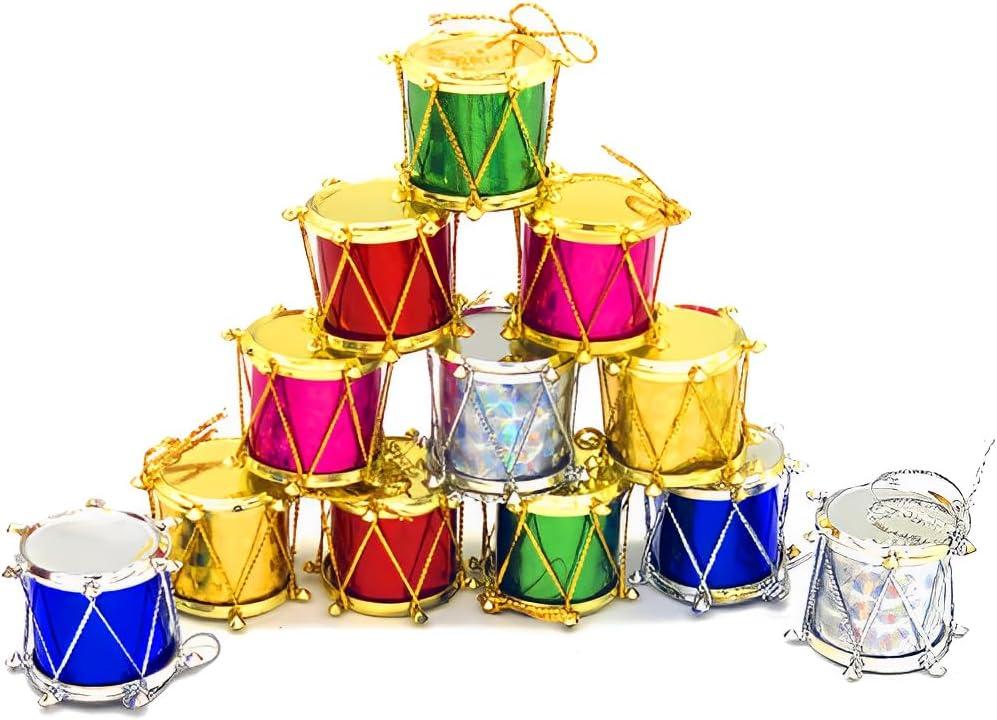 2 x 24Pcs Colorful Glitter Mini Drum Christmas Tree OrnamentsTree Hanging DecorationPendant Holiday Wedding New Year Party Christmas Decor (24)