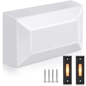 Saillong Wired Door Bell Chime Kit, 2 16V 10VA Two Note Lighted Doorbell Push Buttons for Front, Rear Door and Door Bells Chime Box for Home Wall, Compatible with Most Doorbells (Black, Yellow Light)