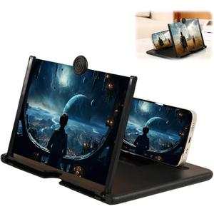 Screen Magnifier Version, 2026 New 3D HD Foldable Amplifier Phone Stand with Adjustable Angle Gift for Mom Dad Family Portable Universal Enlarger Movies Gaming Video(Black, 12 inch)