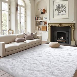 FinRèc White Rugs for Bedroom Living Room, 4x6 Feet Fluffy Shaggy Area Rug, Non-Slip Soft Shag Rug for Nursery Kids Room Dorm Room Home Decor, Indoor Plush Floor Carpet