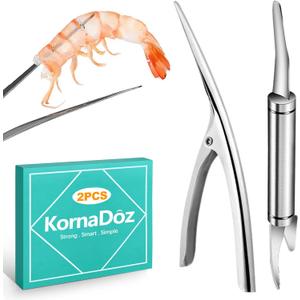 2 Pack Stainless Steel Shrimp Peeler and Deveiner Tool, Multifunctional Shrimp Cleaner Knife for Effortless Seafood Prep, Professional Shrimp Cleaning Gadget for Home Kitchen