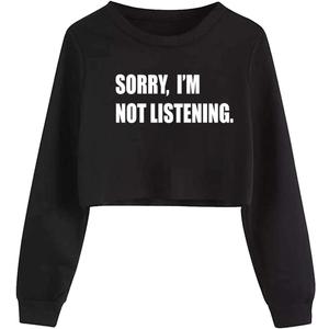 G-Amber Girls Long Sleeve Sweatshirts Kids Crop Print Funny Letters Fashion Pullover Tops (6-8 Years, Black1)