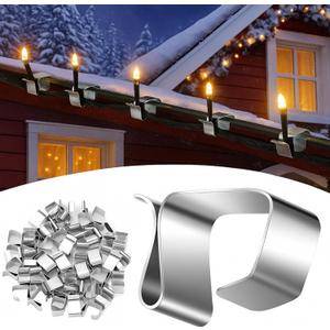 200 Pcs Lights Gutter Hook Clips for Hanging Outdoor Holiday Galvanized Lights Roof Hooks Christmas for Outside String Gutter Hangers Outdoor Seasonal Lighting for Halloween Xmas Decor (21 x 14.5 mm)