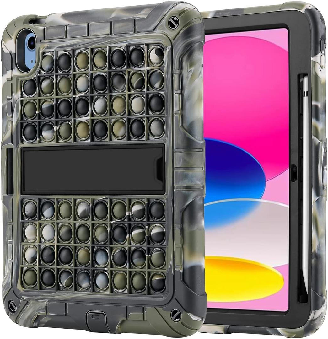 XZC Case for iPad 10th Generation 10.9 Inch 2022, Heavy Duty Shockproof Rugged Protective Case for iPad 10.9 Inch 2022 Release (Camouflage)