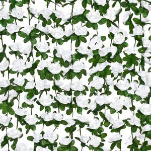 BLEUM CADE 5Pcs 41Ft Flower Garland Artificial Rose Vines for Bedroom, Cute Fake Hanging Flower Vines Floral Garland Decorations for Wedding Party Wall Room Decor Aesthetic (White)