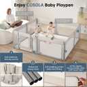 Large Baby Playpen for Babies and Toddlers 79x71 Inch, Adjustable Foldable Indoor & Outdoor Play Pen for Toddlers Twins Baby Fence Play Yards with Breathable Mesh Anti-Fall Playpen,Khaki