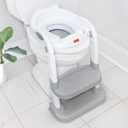 Fisher-Price Potty Training Seat with Step Stool Ladder, 2-in-1 Potty Training Toilet for Toddlers with Splash Guard, Anti-Slip Pads, Cushioned Seat (Gray)