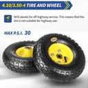 GICOOL 4.10/3.50-4 Rubber Pneumatic Tire and Wheel, with 2.25" Offset Hub, 5/8" Sealed Bearings, for Hand Truck Trolley Dolly Garden Wagon Wheel Replacement, 2 Pack (Explorer Series)