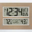 La Crosse Technology 512-14937-INT Atomic Digital Wall Clock with Temperature & Forecast in White/Champagne