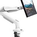 HUANUO Single Monitor Mount, 13 to 32 Inch Gas Spring Monitor Arm, Adjustable Stand, Vesa Mount with Clamp and Grommet Base - Fits 4.4 to 19.8lbs LCD Computer Monitors (White)