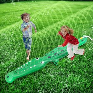 Water Sprinkler for Kids,Large Crocodile Inflatable Sprinkler, Kids Sprinklers for Yard,Outdoor Water Toys Spray Summer Water Play for Boys Girls Dogs Backyard