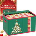 FOTSHARER Christmas Ornament Storage Box with 4 Adjustable Trays Holds up to 96 Ornaments Christmas Ornament Boxes with Dividers Ornament Organizer Storage Box Holiday Xmas Decorations Storage Bin (Green)