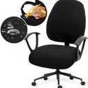Water-resistant Stretchable Computer Chair Covers - Washable Rotating Backrest and Seat Protectors for Pets - Black
