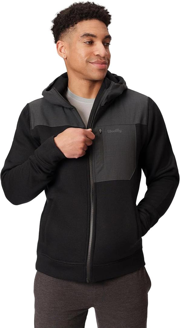 Men's 100% Merino Fleece Jacket By Woolly | RWS Certified | Soft Weather-Ready Warmth, Seattle Designed (Medium, Black)