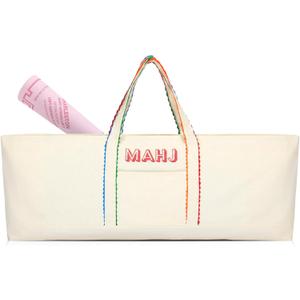 Mahjong Bag for Tiles and Racks Empty American Mahjong Tiles Carrying Tote 31.5 x 12 x 4 Inches Canvas Tile Games Accessories Gifts for Card Pushers Rack Mat Carrying, Case Only (Colorful)