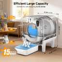 Self Cleaning Litter Box, Extra Large Automatic Cat Litter Box Self Cleaning for Multiple Cats, App Control, Safety Protection, Ultra-Quiet,Includes Trash Bags,White