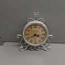 HZDHCLH Vintage Table Clocks for Living Room Bedroom Decor, Silent Decorative Farmhouse Shelf Clock Battery Operated, Small Rustic Mantel Clock with Roman Numerals (White)