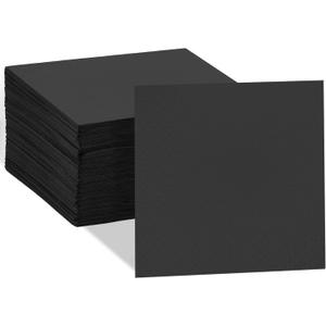 Ginkgo 100 Pack Cocktail Napkins, 2-Ply Disposable Black Paper Napkins Bulk for Wedding, Bar, Beverage, Party and Dessert
