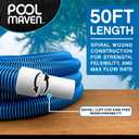 Heavy-Duty Manual Pool Vacuum Hose, 50 Ft x 1-1/2, Kink-Free Swivel Cuff, Professional Grade Spiral-Wound Design, UV & Chemical Resistant for Inground & Above Ground Pools, Made in USA