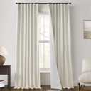 Cream Linen Blackout Curtains 84 Inches Long, Ripple Fold Pleated Cottage Core Curtains for Bedroom, Ivory Colored Back Tab or Rod Pocket Black Out Thermal Insulated Drapes for Living Room Livingroom (50"W x 84"L (Pack of 2))