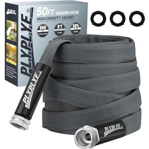 Garden Hose 50ft, Made of TPU(Not PVC), Ultra-Light & Flexible Water Hose, Non-Shrinking, Easy to Store, Drinking Water Safe Material, All-weather, Black&Gray