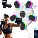 Music Boxing Machine, Intelligent Musical Punching Workout Trainer with 7 LED Color, Boxing Gloves, Smart Bluetooth, Agile Digital System and Wall-Mounted 2025 Newest Version (White-Upgrade Newly)