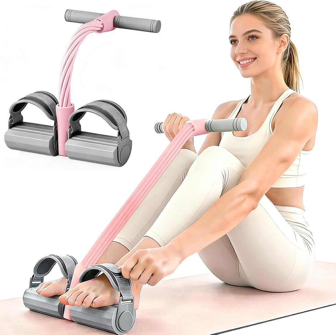 Adjustable Ankle Strap Resistance Band with Handle, Upgraded 6 Tube Manual Tension Training Pedal, Natural Rubber Foot Resistance Band, Fits All Foot Sizes and Weights