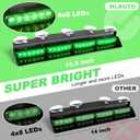 HLauto 6Z4J Emergency Dash Strobe Lights: 2x16.8 inch Green Safety Lights, 48 LED Flashing Warning Hazard Interior Windshield Visor Traffic Light Bar for Trucks, Construction Vehicles