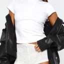 Women's Basic Summer Short Sleeve Crewneck T-Shirts Y2K Cute Going Out Tops Baby Tee (White, M)