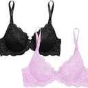 Smart & Sexy Women's Signature Lace Push-up Bra - Perfect for Seeking Effortless Style and Comfort, Size 34, 2 Pack, Purple and Black