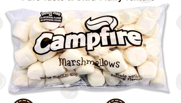 FireStix Campfire Large White Marshmallows - Made with Natural Vanilla, No Artificial Flavors - Great for Campfires, S'mores BBD: 02/04/2026